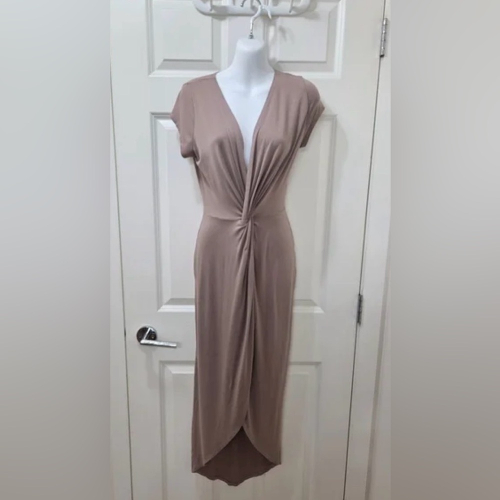 Rolla Coster Taupe Twist-Front Maxi Dress